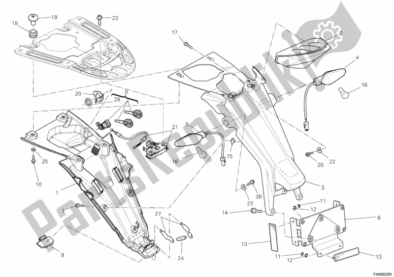 All parts for the Taillight of the Ducati Monster 696 USA 2012